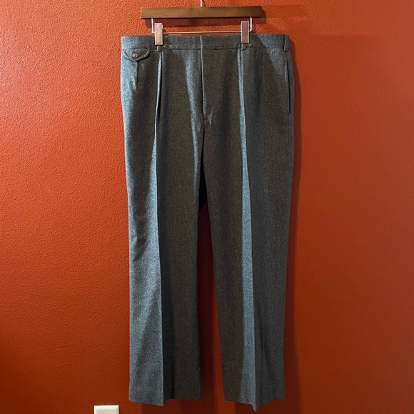 Polo Ralph Lauren Men’s Vintage Blue Label Gray Wool Pleated Dress Trouser Pants